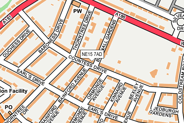 NE15 7AD map - OS OpenMap – Local (Ordnance Survey)