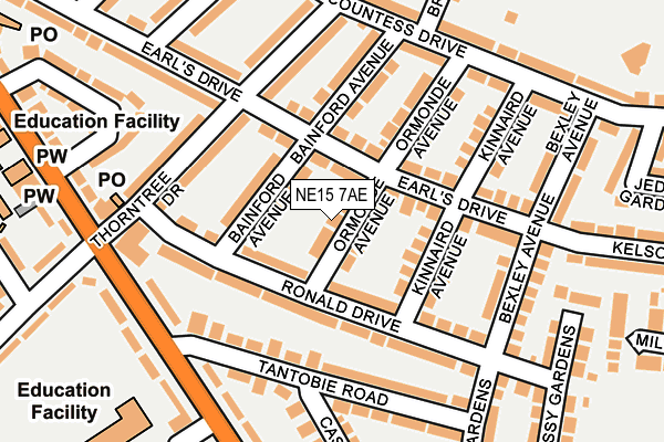 NE15 7AE map - OS OpenMap – Local (Ordnance Survey)
