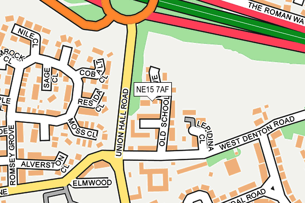NE15 7AF map - OS OpenMap – Local (Ordnance Survey)