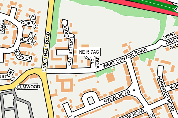 NE15 7AG map - OS OpenMap – Local (Ordnance Survey)