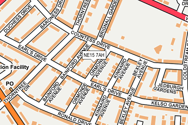 NE15 7AH map - OS OpenMap – Local (Ordnance Survey)