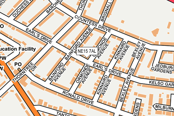 NE15 7AL map - OS OpenMap – Local (Ordnance Survey)