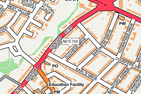 NE15 7AX map - OS OpenMap – Local (Ordnance Survey)