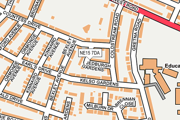 NE15 7DA map - OS OpenMap – Local (Ordnance Survey)