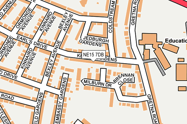 NE15 7DB map - OS OpenMap – Local (Ordnance Survey)