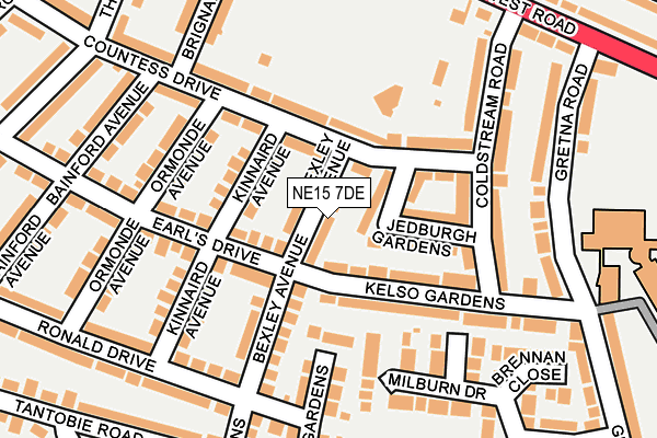 NE15 7DE map - OS OpenMap – Local (Ordnance Survey)