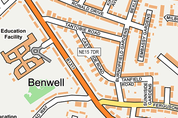 NE15 7DR map - OS OpenMap – Local (Ordnance Survey)