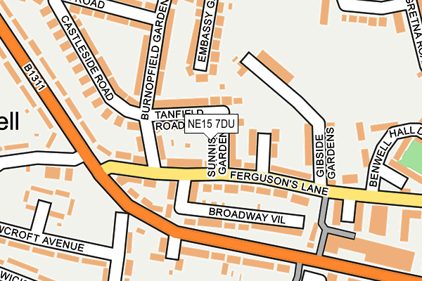 NE15 7DU map - OS OpenMap – Local (Ordnance Survey)