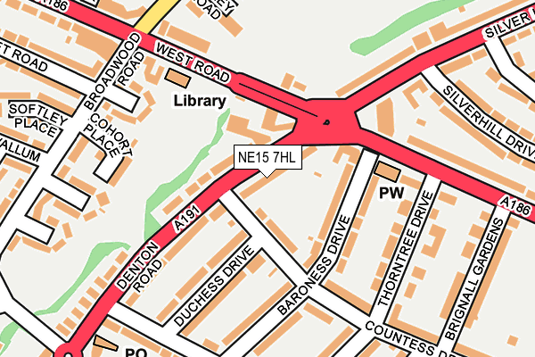 NE15 7HL map - OS OpenMap – Local (Ordnance Survey)