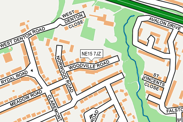 NE15 7JZ map - OS OpenMap – Local (Ordnance Survey)