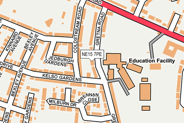 NE15 7PE map - OS OpenMap – Local (Ordnance Survey)