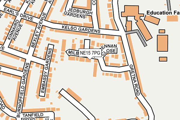 NE15 7PG map - OS OpenMap – Local (Ordnance Survey)