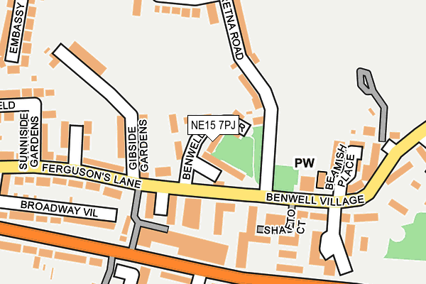 NE15 7PJ map - OS OpenMap – Local (Ordnance Survey)