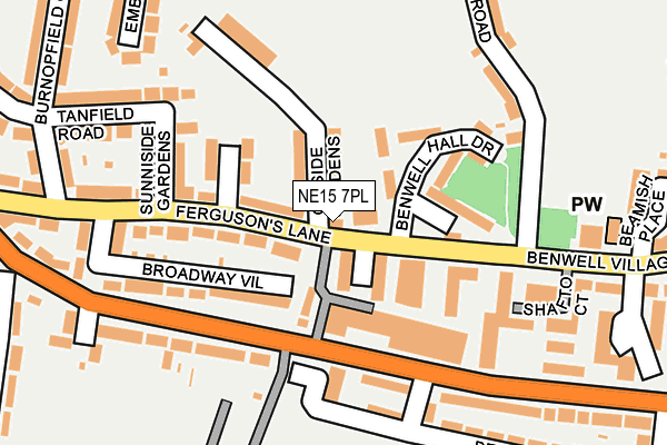 NE15 7PL map - OS OpenMap – Local (Ordnance Survey)