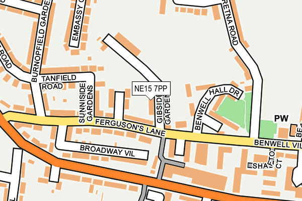 NE15 7PP map - OS OpenMap – Local (Ordnance Survey)
