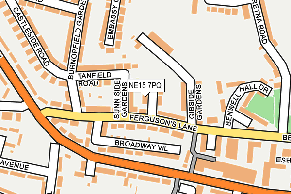 NE15 7PQ map - OS OpenMap – Local (Ordnance Survey)