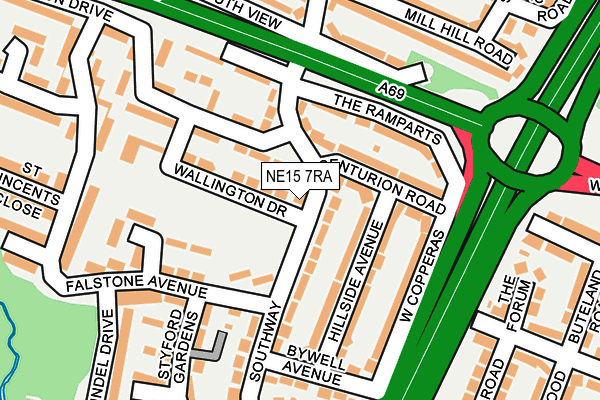 NE15 7RA map - OS OpenMap – Local (Ordnance Survey)