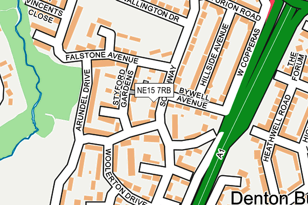 NE15 7RB map - OS OpenMap – Local (Ordnance Survey)