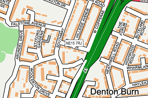 NE15 7RJ map - OS OpenMap – Local (Ordnance Survey)