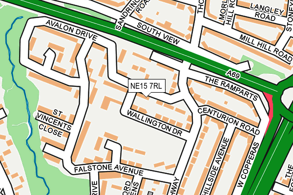 NE15 7RL map - OS OpenMap – Local (Ordnance Survey)