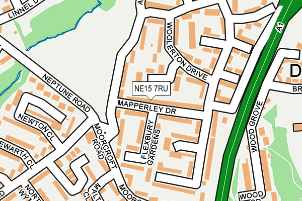NE15 7RU map - OS OpenMap – Local (Ordnance Survey)