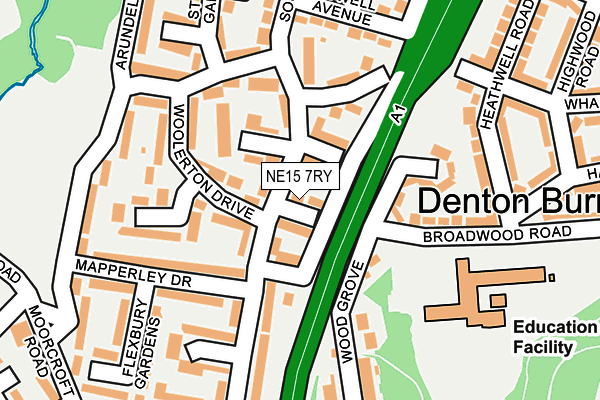 NE15 7RY map - OS OpenMap – Local (Ordnance Survey)