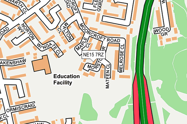 NE15 7RZ map - OS OpenMap – Local (Ordnance Survey)