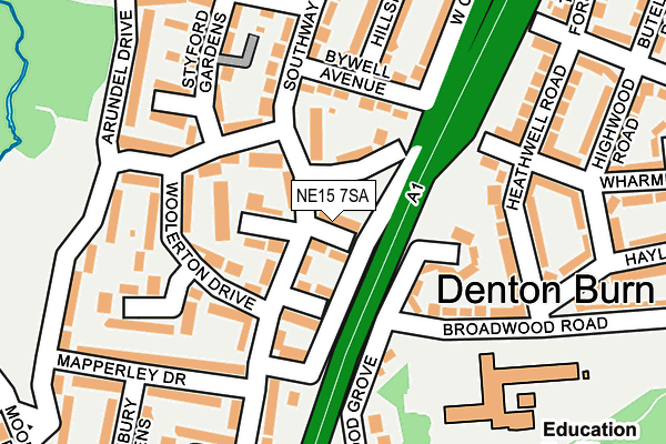 NE15 7SA map - OS OpenMap – Local (Ordnance Survey)