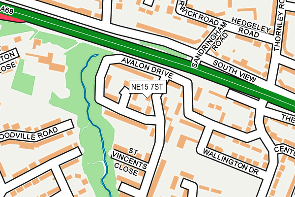 NE15 7ST map - OS OpenMap – Local (Ordnance Survey)