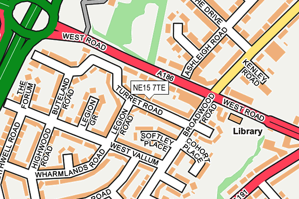 NE15 7TE map - OS OpenMap – Local (Ordnance Survey)