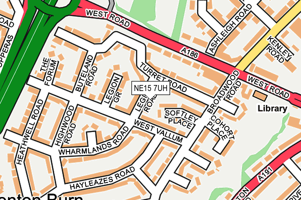 NE15 7UH map - OS OpenMap – Local (Ordnance Survey)
