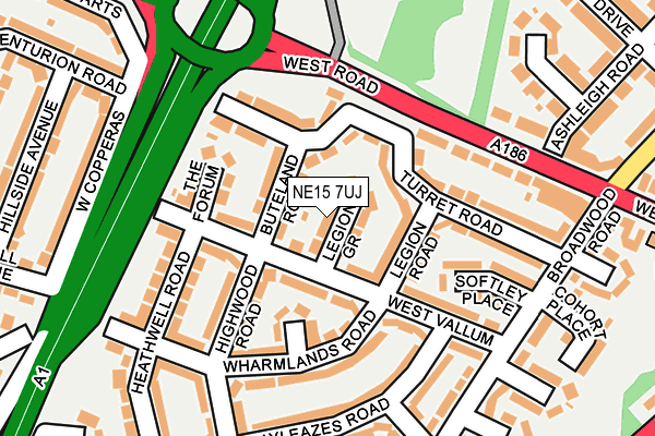 NE15 7UJ map - OS OpenMap – Local (Ordnance Survey)