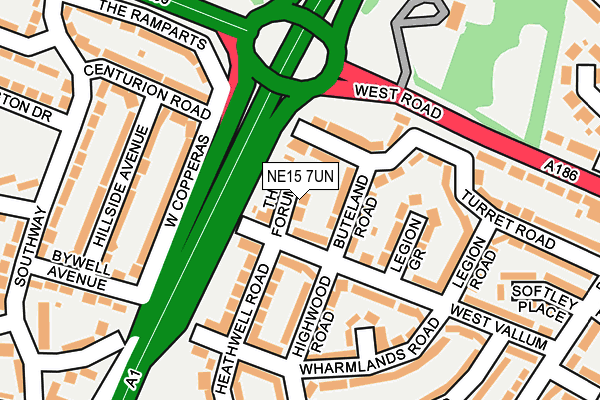 NE15 7UN map - OS OpenMap – Local (Ordnance Survey)