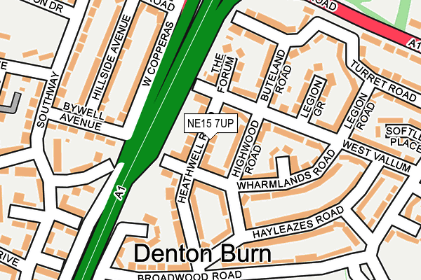 NE15 7UP map - OS OpenMap – Local (Ordnance Survey)