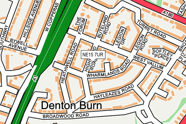 NE15 7UR map - OS OpenMap – Local (Ordnance Survey)