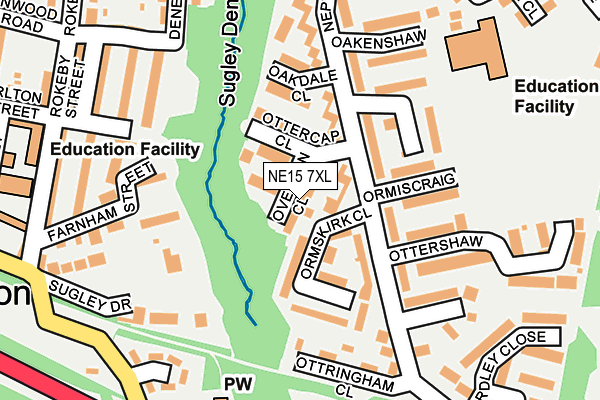 NE15 7XL map - OS OpenMap – Local (Ordnance Survey)