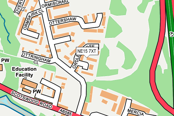 NE15 7XT map - OS OpenMap – Local (Ordnance Survey)