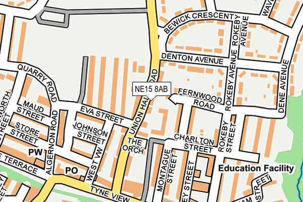 NE15 8AB map - OS OpenMap – Local (Ordnance Survey)