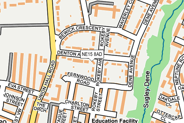 NE15 8AD map - OS OpenMap – Local (Ordnance Survey)