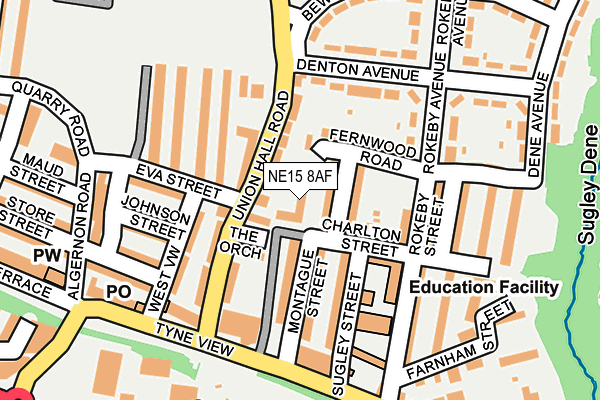 NE15 8AF map - OS OpenMap – Local (Ordnance Survey)