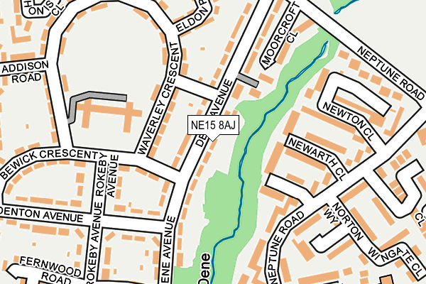 NE15 8AJ map - OS OpenMap – Local (Ordnance Survey)