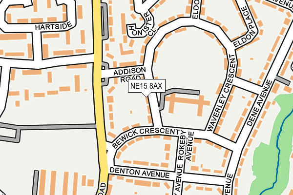NE15 8AX map - OS OpenMap – Local (Ordnance Survey)