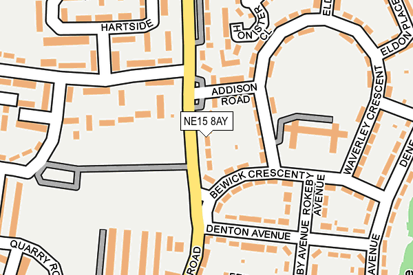 NE15 8AY map - OS OpenMap – Local (Ordnance Survey)