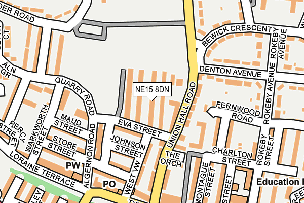 NE15 8DN map - OS OpenMap – Local (Ordnance Survey)