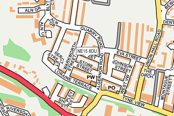 NE15 8DU map - OS OpenMap – Local (Ordnance Survey)