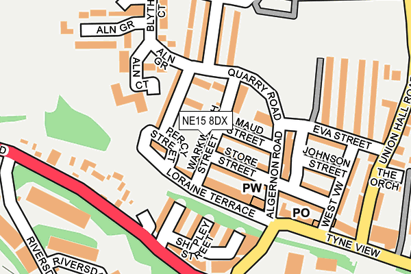 NE15 8DX map - OS OpenMap – Local (Ordnance Survey)