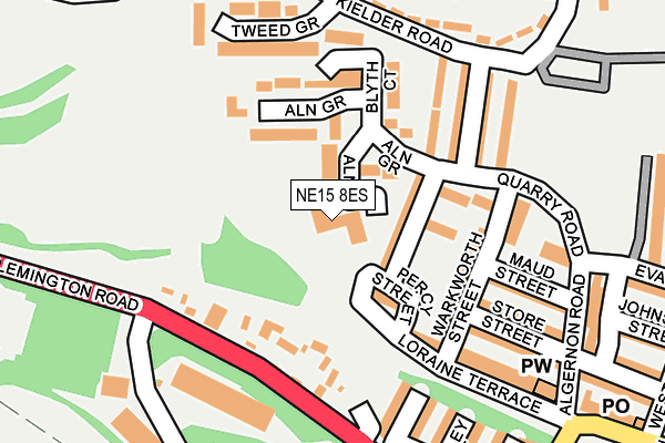 NE15 8ES map - OS OpenMap – Local (Ordnance Survey)