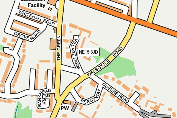 NE15 8JD map - OS OpenMap – Local (Ordnance Survey)