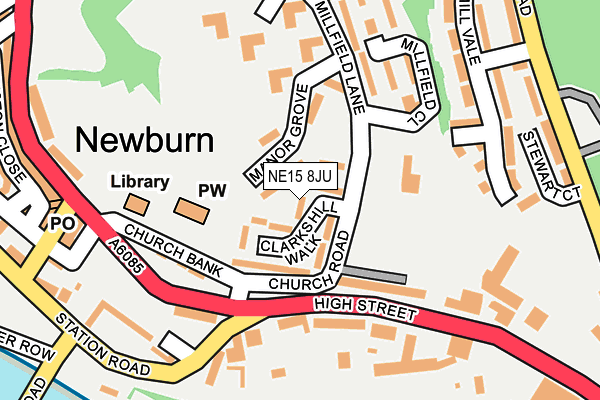 NE15 8JU map - OS OpenMap – Local (Ordnance Survey)