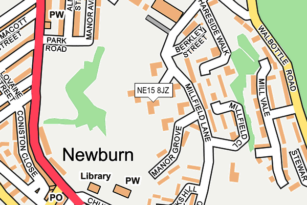 NE15 8JZ map - OS OpenMap – Local (Ordnance Survey)